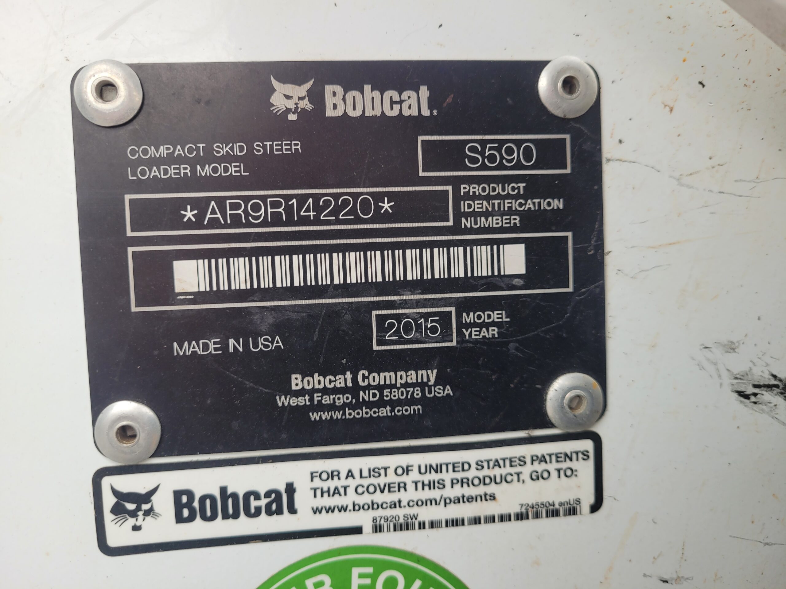 2015 Bobcat S 590 Skid Loader