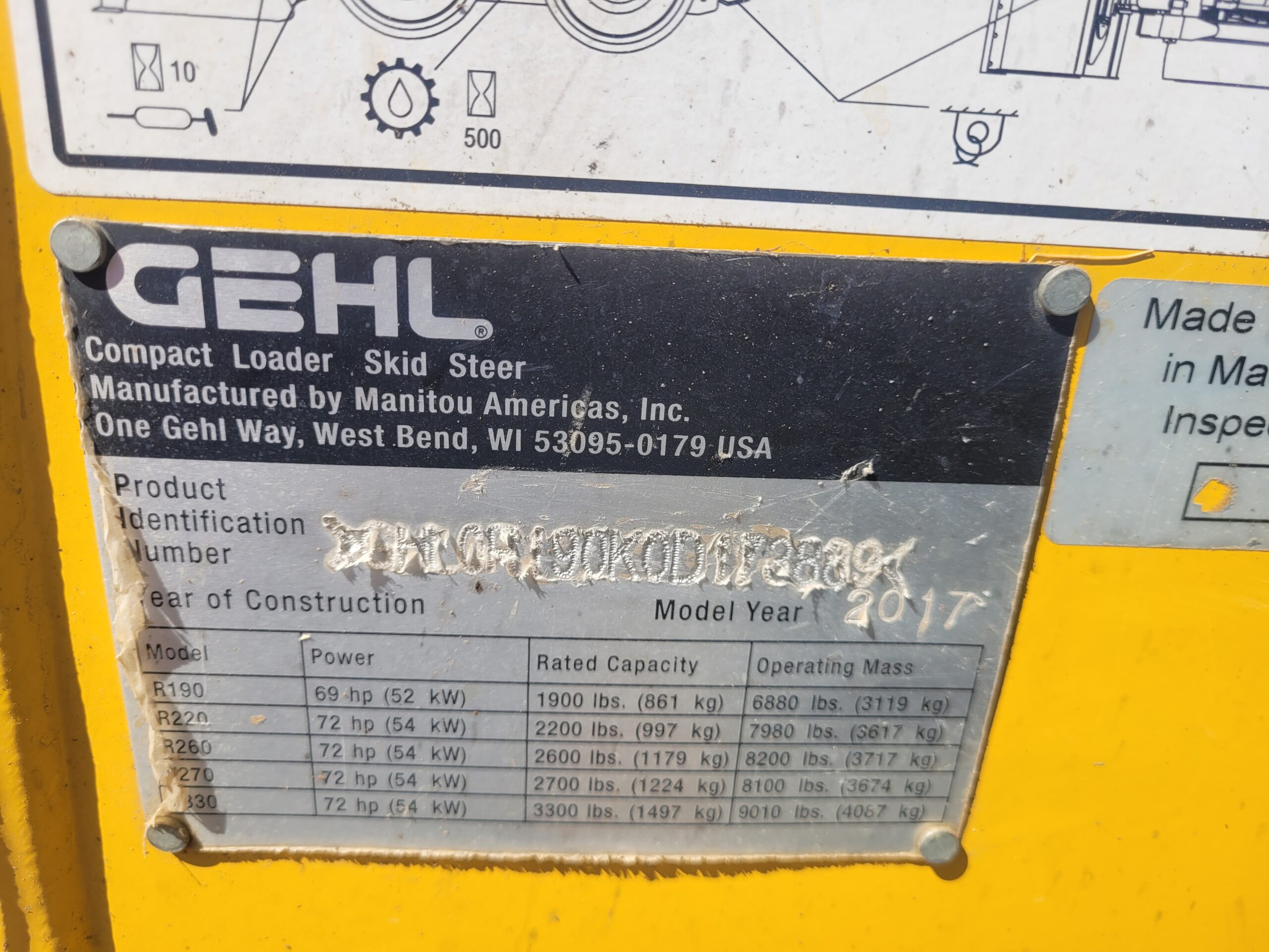 2017 Gehl R190 Skid loader