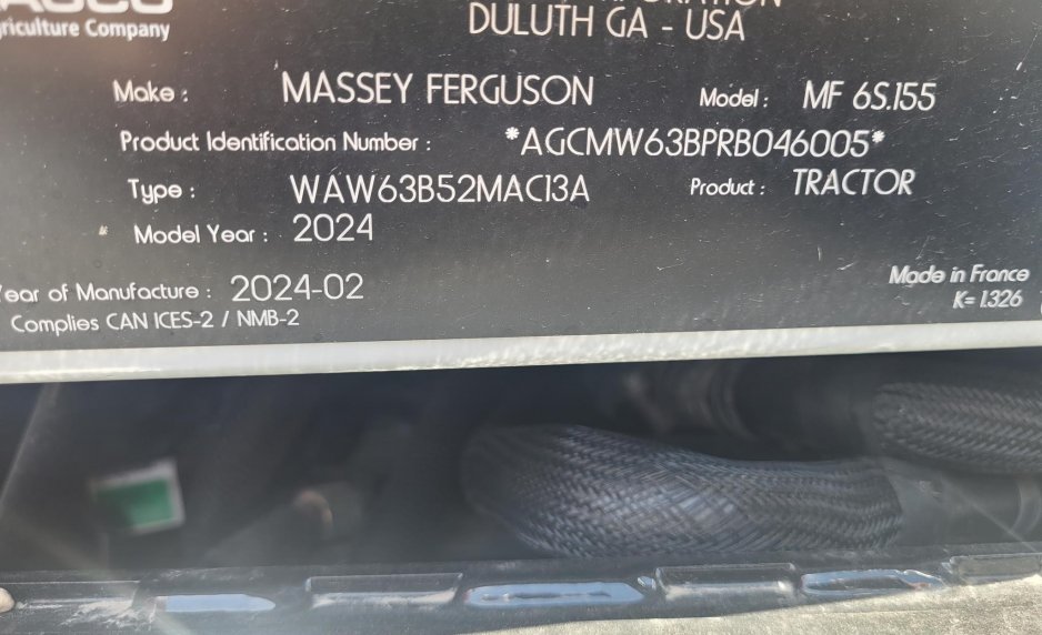 2024 MASSEY FERGUSON 6S.155 NA562