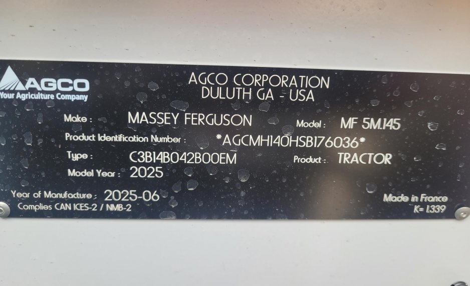 2025 MASSEY FERGUSON 5M.145 1505