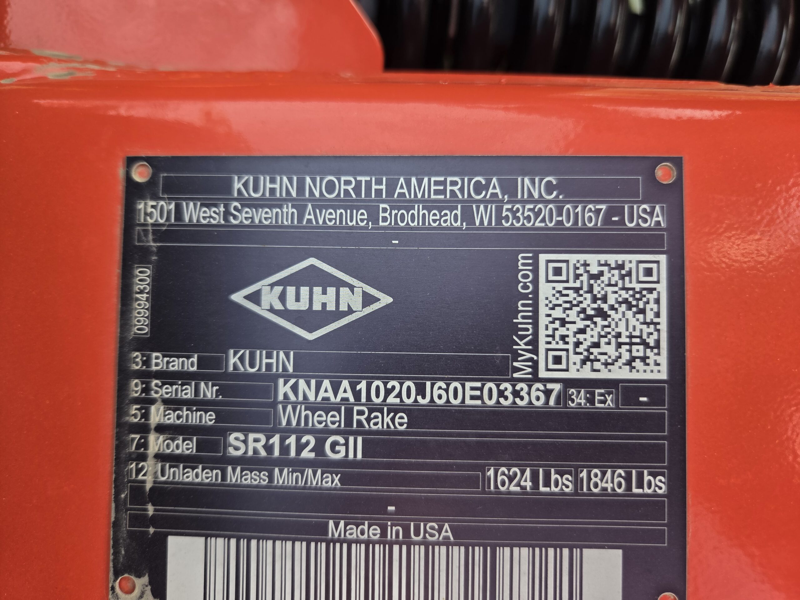 2025 Kuhn SR112 GII Rake NE754