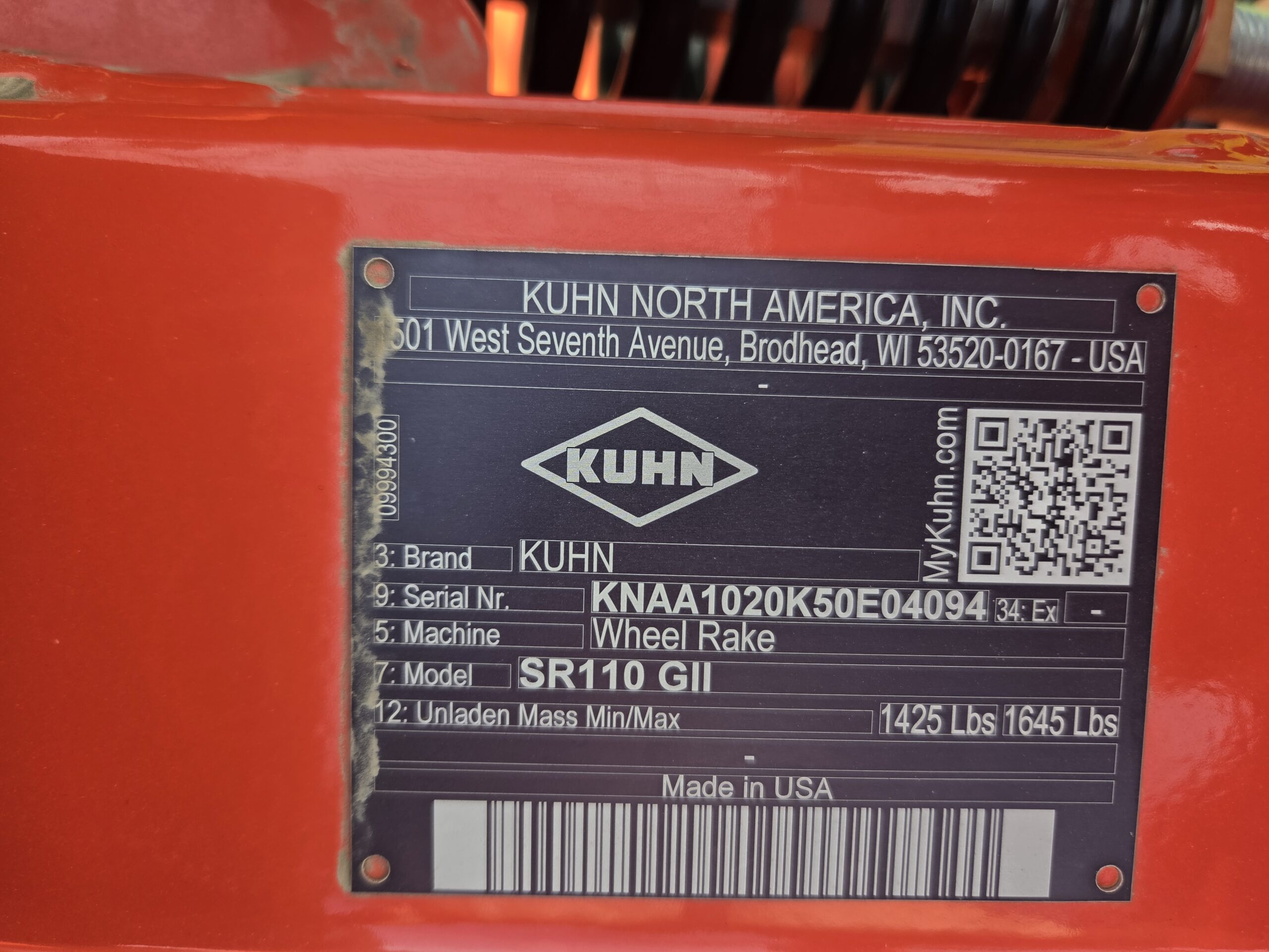 2025 Kuhn SR110 GII Rake NE752