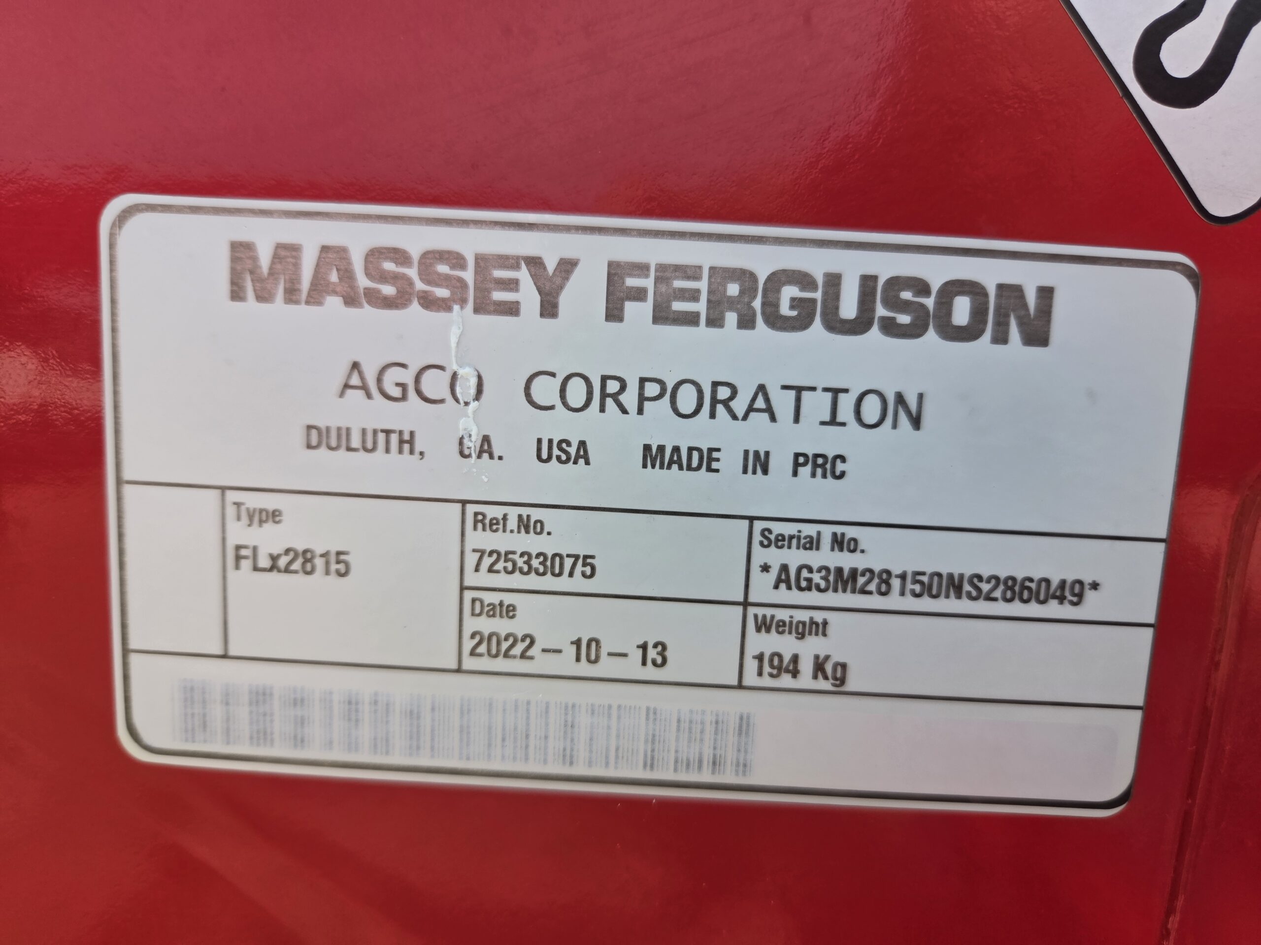 Massey Ferguson FLX2815 loader